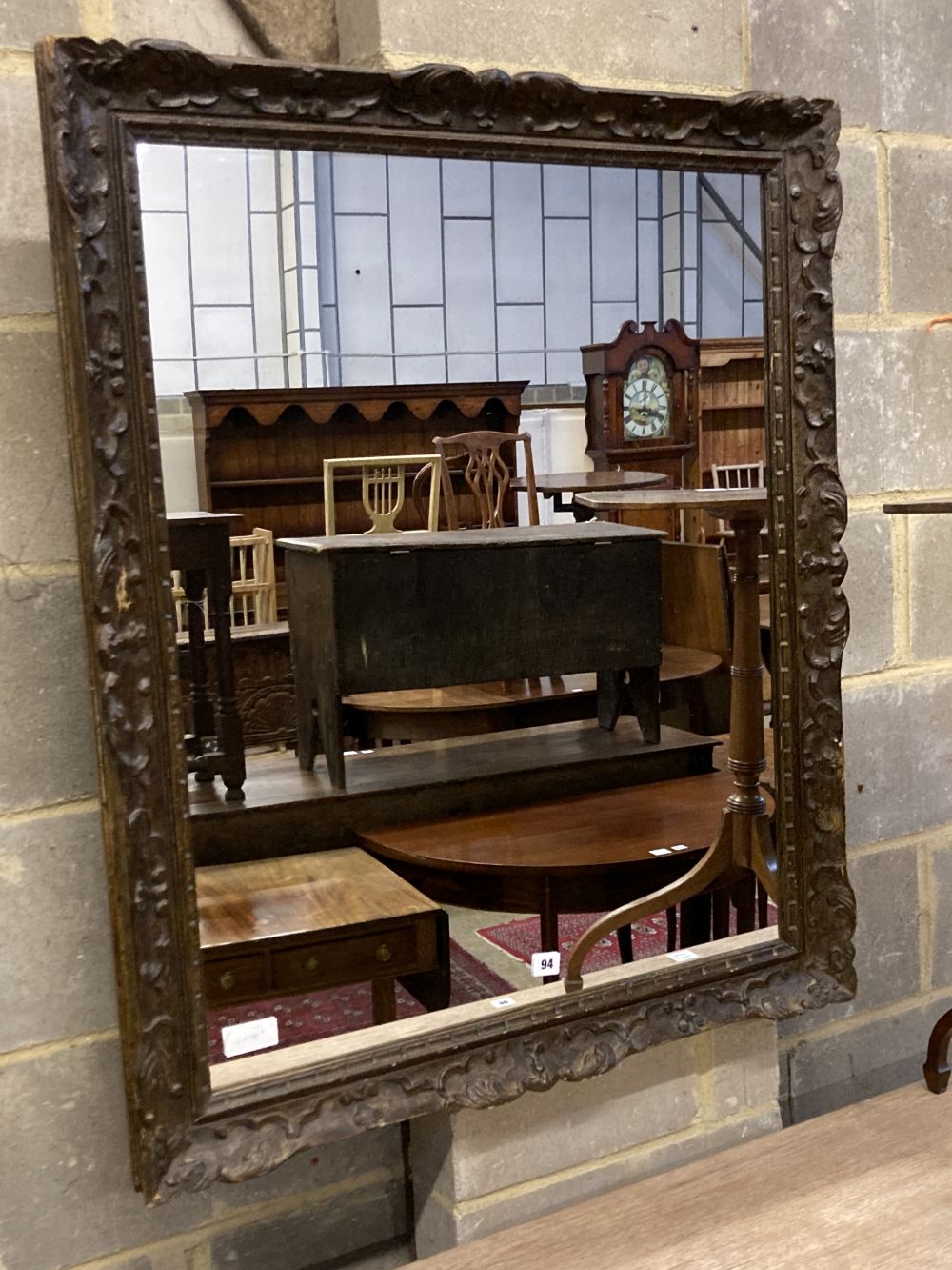 A Victorian style rectangular wall mirror, width 84cm height 100cm
